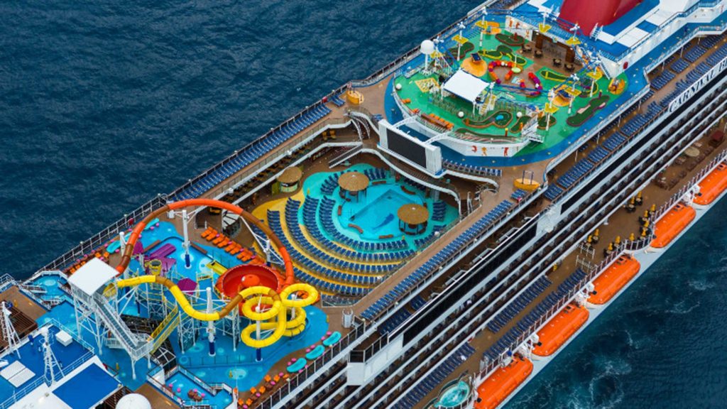 Aerial photo of the cruise ship Carnival Breeze